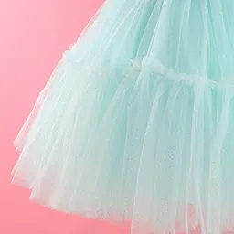 Enfance Sleeveless Abstract Detailed Shimmered Flared Dress - Sea Green image 5