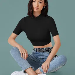 Dream Beauty Fashion Women High Neck Fitted Crop Top-picture-33