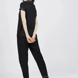 gordhan Women Shirt & Pyjama set Black Solid image 2