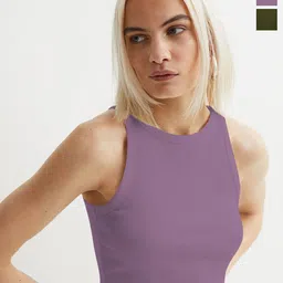 TOOCHKI Women Pack of 2 Ribbed Tank Crop Top-image-74