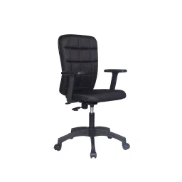 S J Corporation Amze Medium Back Executive Cushion Chair With Adjustable Arms- Black image 2