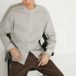 THE BEETEL HOUSE Band Collar Cotton Classic Shirt-picture-17