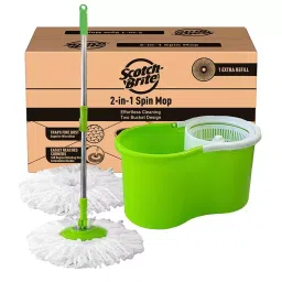 Scotch-Brite Plastic Microfiber Bucket Spin Mop Kit Green-picture-33