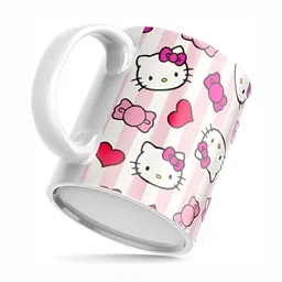 Mr UVD White & Pink Hello Kitty Printed Ceramic Glossy Mug - 350 ml image 2