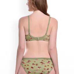 samvar Women Green,Blue Cotton Bra Panty Set for Lingerie Set Undergarments Pack of 2 image 5