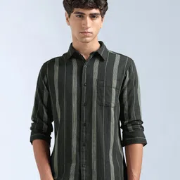 Flying Machine Men Slim Fit Vertical Striped Spread Collar Pure Cotton Casual Shirt-picture-35