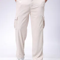 The Indian Garage Co Men Textured Loose Fit Cargos Trousers-picture-42