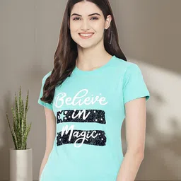 Dreambe Women Pack of 2 Typography Printed Round Neck Cotton Regular Fit T-shirts image 3