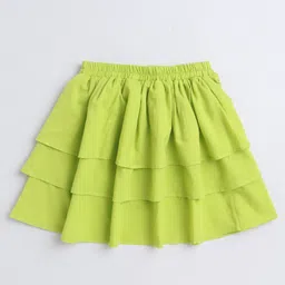 Aww Hunnie 100% Cotton Solid Layered Skirt - Green-image-73