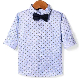 robo fry Robo FryWoven Full Sleeves Printed Party Shirt with Bow - Light Blue-picture-25