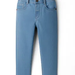 Babyhug Denim Full Length Washed Jeans With Stretch - Light Blue-picture-22