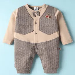 Mini Taurus Interlock Knit Full Sleeves Party Rompers with Bow Applique & Embroidery - Multicolor-picture-23