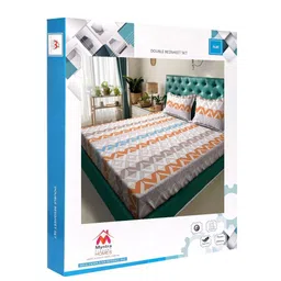 Myntra Elegant Homes Book Fold Peach Colored Printed 300 TC King Bedsheet Set 2.5 x 2.25 m image 4