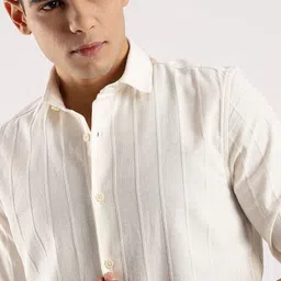 Blu MNKY Men Classic Slim Fit Striped Casual Shirt image 4