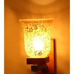 1ST TIME Gold-Toned & White Printed Wood Wall Lamp-picture-30