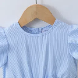 Mark & Mia Frill Sleeves Jumpsuit with Stripes - Blue & White image 3