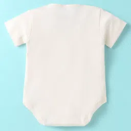 Ben Benny 100% Cotton Knit Half Sleeves Onesies with Stars & Text Print Pack of 2 - Cream & Charcoal Grey image 3