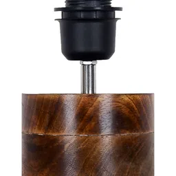 Homesake Peach-Coloured Printed Wood Contemporary Cylindrical Shaped Table Lamp image 3