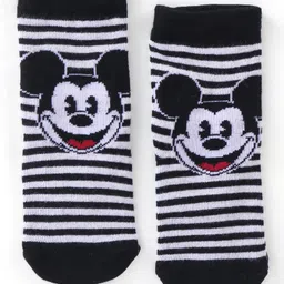 cute walk by babyhug Cute Walk Disney by Babyhug Cotton Knit Ankle Length Anti Bacterial Socks Stripes & Mickey Mouse Design Pack of 3 - Red Black & Grey image 4