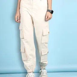 Cutiekins Woven Solid Cargo Pants - Cream image 5