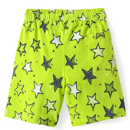 Pine Kids Single Jersey Knit Half Sleeves Front Open Shirt & Shorts Set with Star Print - Neon Green image 5