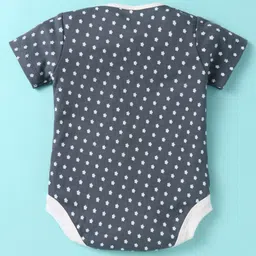 Ben Benny 100% Cotton Knit Half Sleeves Onesies with Stars & Text Print Pack of 2 - Cream & Charcoal Grey image 5