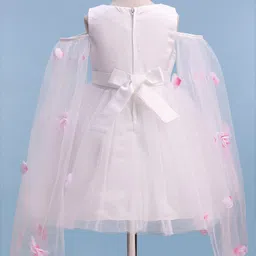 Mark & Mia Woven Cape Sleeves Party Dress With Floral Applique - White image 5