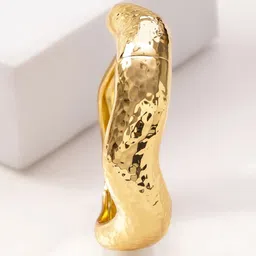 Rubans Voguish 22K Gold-Plated Brass Hammered Textured Wavy Finish Bold Statement Bracelet image 3