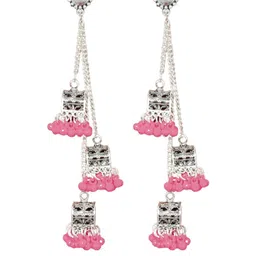 Weariton Women Pink Long Jhumkas Earrings image 1