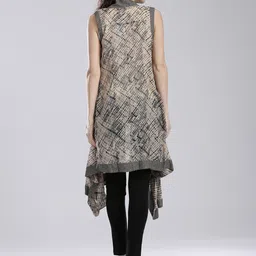 W Beige & Grey Printed Longline Shrug image 2