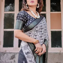 ALMAARI FASHION Floral Printed Kanjeevaram Saree With Blouse Piece image 2