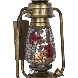 1ST TIME Pack Of 3 Multicoloured & Brown Textured Metal Lantern Wall Lamp image 4