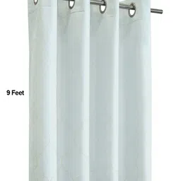 Steve & Anderson Ozzon Grey And White 2 Pieces Floral Printed Long Door Curtains (9Feet) image 2