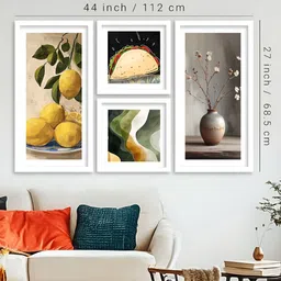 Kotart White & Yellow 4 Pieces Modern Printed Wooden Wall Arts image 4