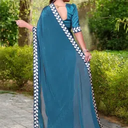 jayant creation Blue Poly Georgette Sarees image 3