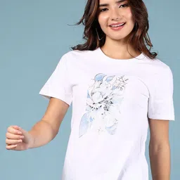 V-Mart Women Floral Printed Round Neck Cotton T-shirt-image-88