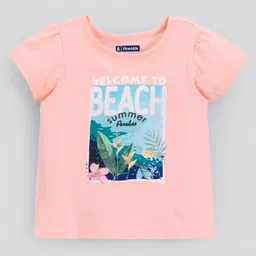 Pine Kids Short Sleeves Biowash Top Beach Print - Peach-picture-23