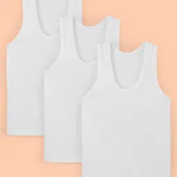 Bodycare Sleeveless Cotton Vests Solid Pack of 3 - White-picture-14