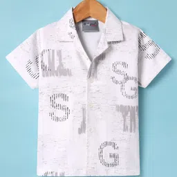 Dapper Dudes Half Sleeves Alphabets Printed Shirt - White-picture-20