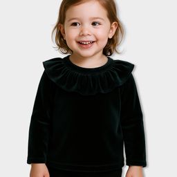 Mi Arcus Knit Full Sleeves Frill Detailed Top - Green-picture-27