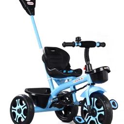 fab n funky Kids Tricycle with Removable Parental Handle & Cushion Seat -Blue|Plug & Play Wheels|Foldable Footrest| Sturdy & Durable Frame|Easy Assembling| Puncture Proof Tyres| Storage Basket| Activity Gift-picture-19