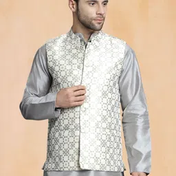 Jompers Woven Design Mandarin Collar Nehru Jacket-picture-42