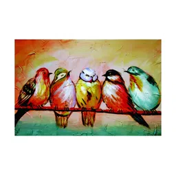 Inephos Orange And Yellow Birds and Animals Printed Canvas Wall Art-image-48