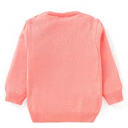 Babyhug Knitted Full Sleeves Pullover Sweater Set With Rainbow Design - Pink image 3