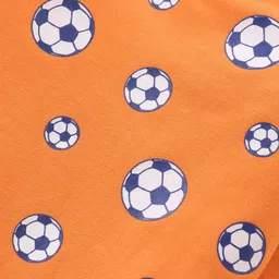 Babyhug Cotton Knit Full Sleeves T-Shirt with Football Print - Orange image 3