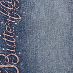 Cutecumber Butterfly Text Embroidered Mild Washed Denim Shorts - Blue image 4