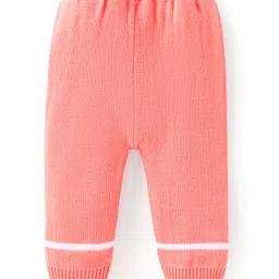 Babyhug Knitted Full Sleeves Pullover Sweater Set With Rainbow Design - Pink image 4