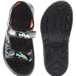 LIBERTY Space Theme Designed Velcro Closure Sandals - Black image 5