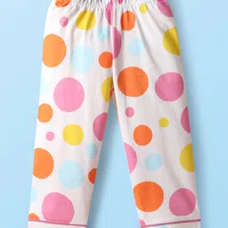 Babyhug Disney Single Jersey Knit Full Sleeves Co-ords Front Open Night Suit With Marie Graphics - White image 4