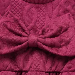 Mark & Mia Full Sleeves Winter Frock With Bow Applique - Wine image 5